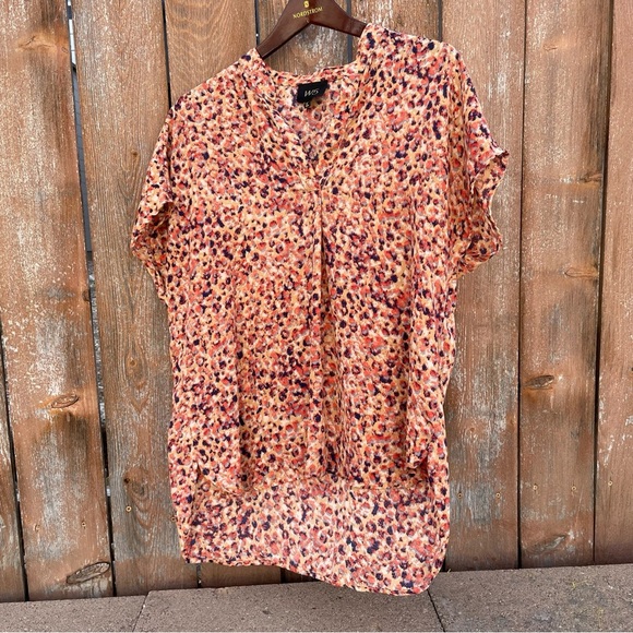 W5 Women’s Orange Red‎ Navy Speckled V Neck Lightweight Blouse Size Large - Picture 5 of 10